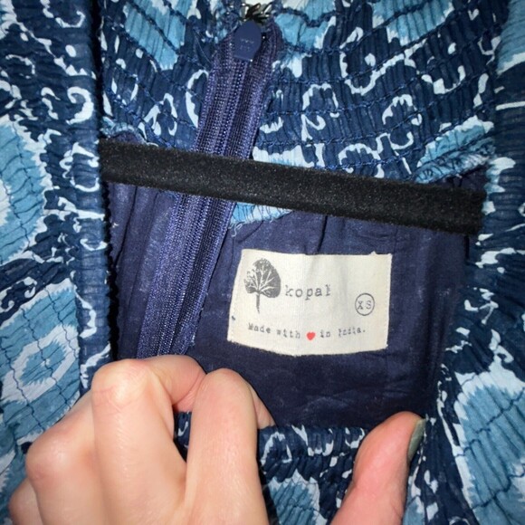 ANTHROPOLOGIE Kopal Suzani Off The Shoulder Romper Jumpsuit Blue Women's XS EUC - Picture 11 of 12